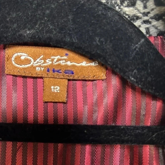 Obstinee by IKA-VTG Black/White-Red patchwork-Belted Biker Jacket size 12 - Picture 5 of 6